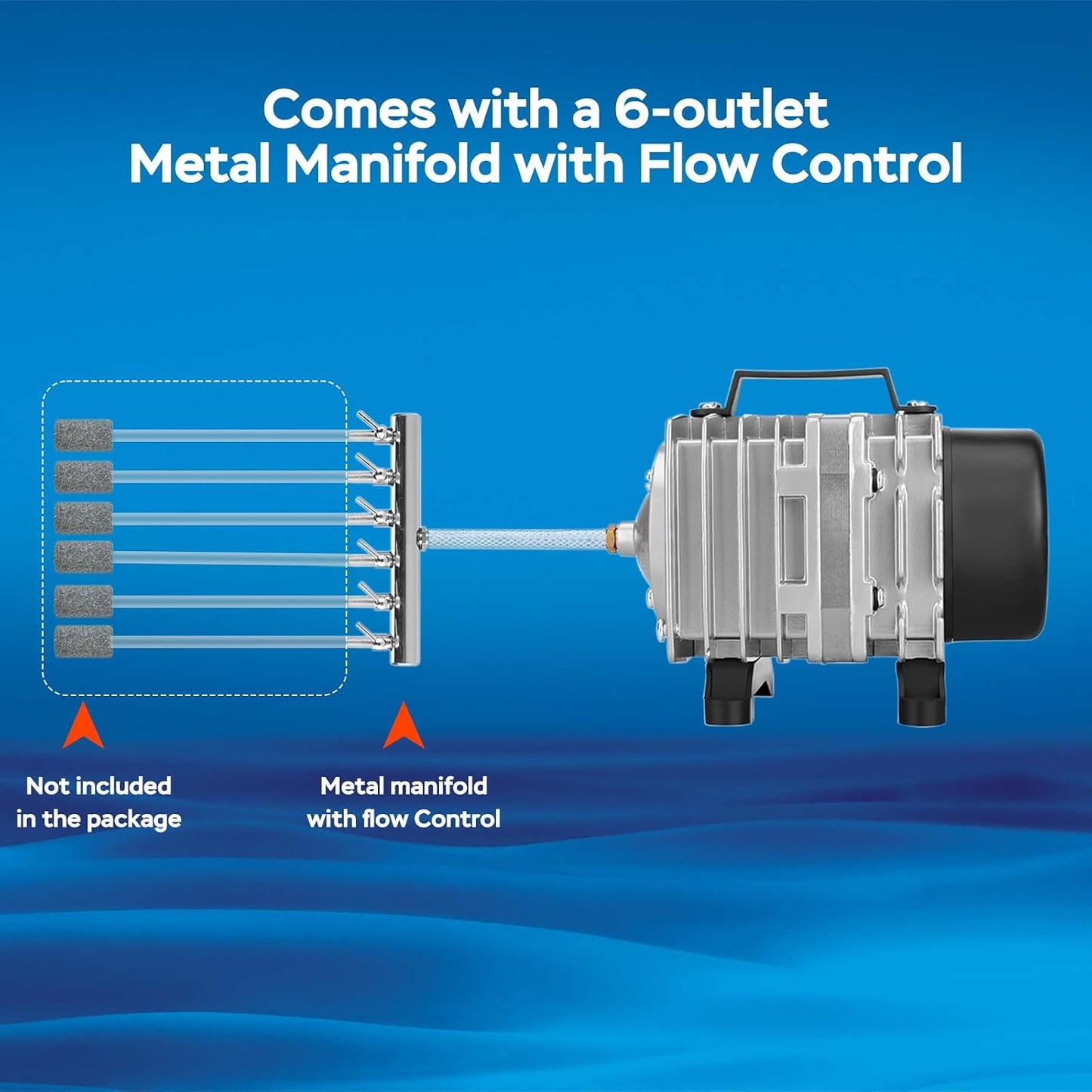 Close up of AquaMiracle electromagnetic motor air pump
