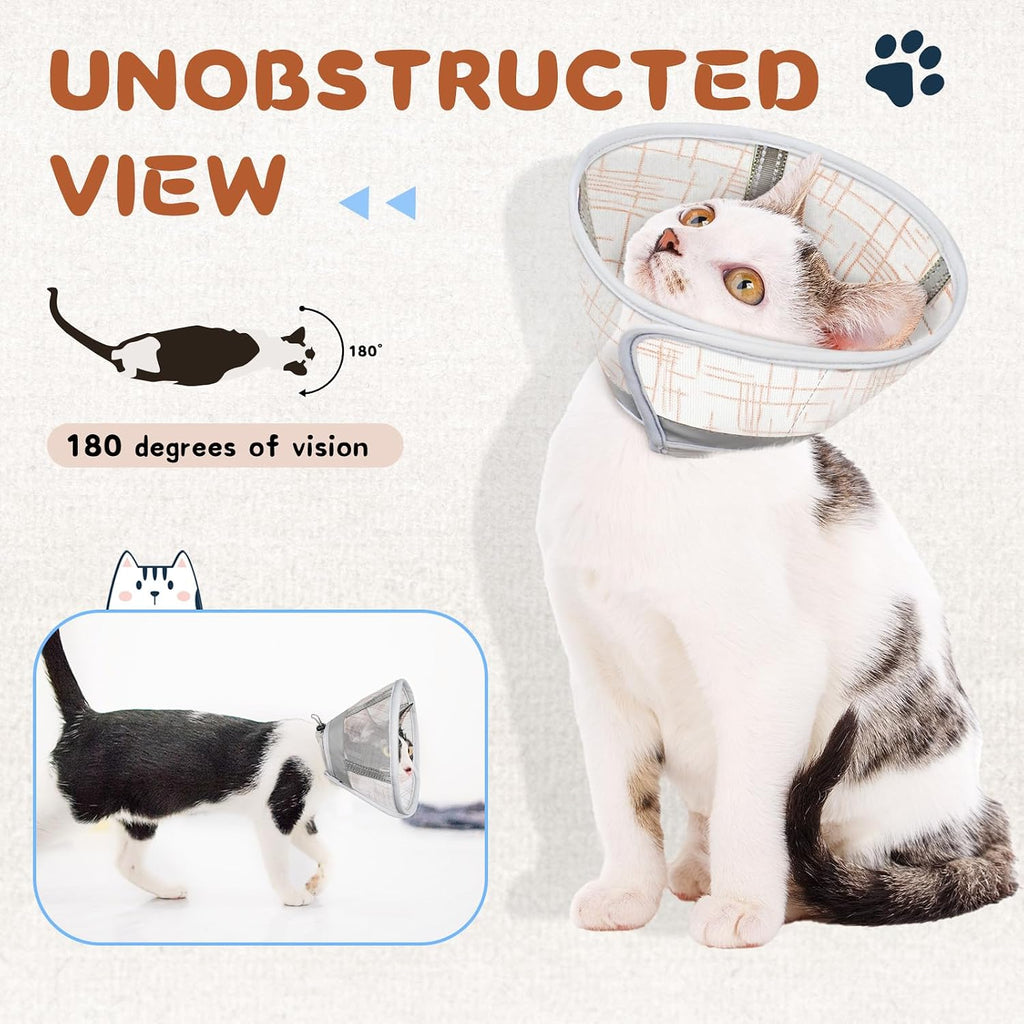 Demonstration of the unobstructed side vision on the Supet mesh cat recovery cone