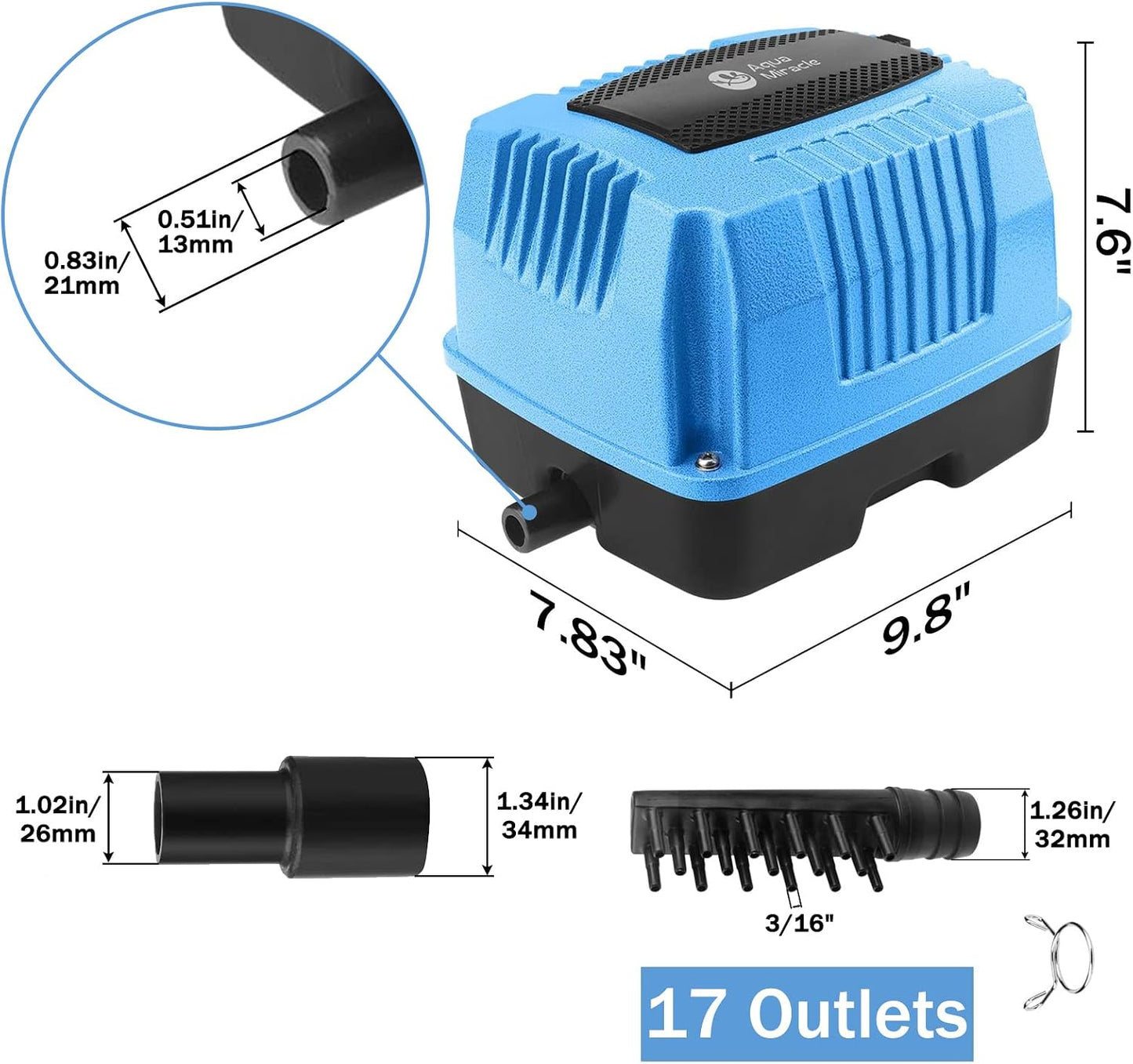 AquaMiracle septic system air pump black base details