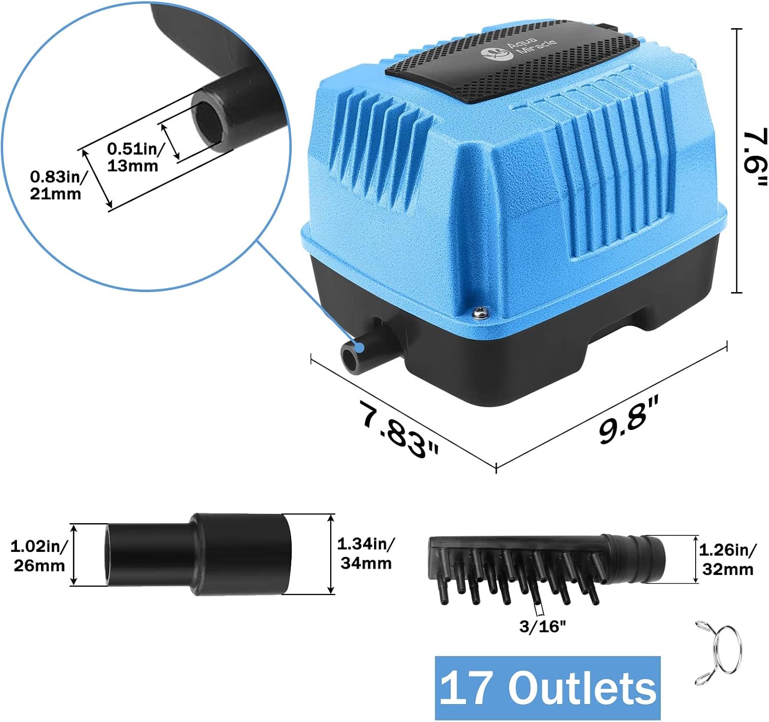 AquaMiracle septic system air pump black base details