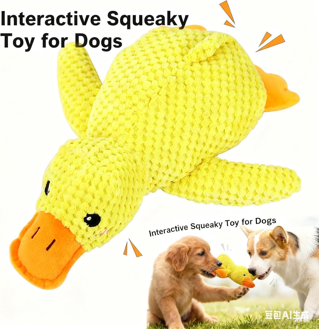 Close up of waffle knit fabric on duck dog toy