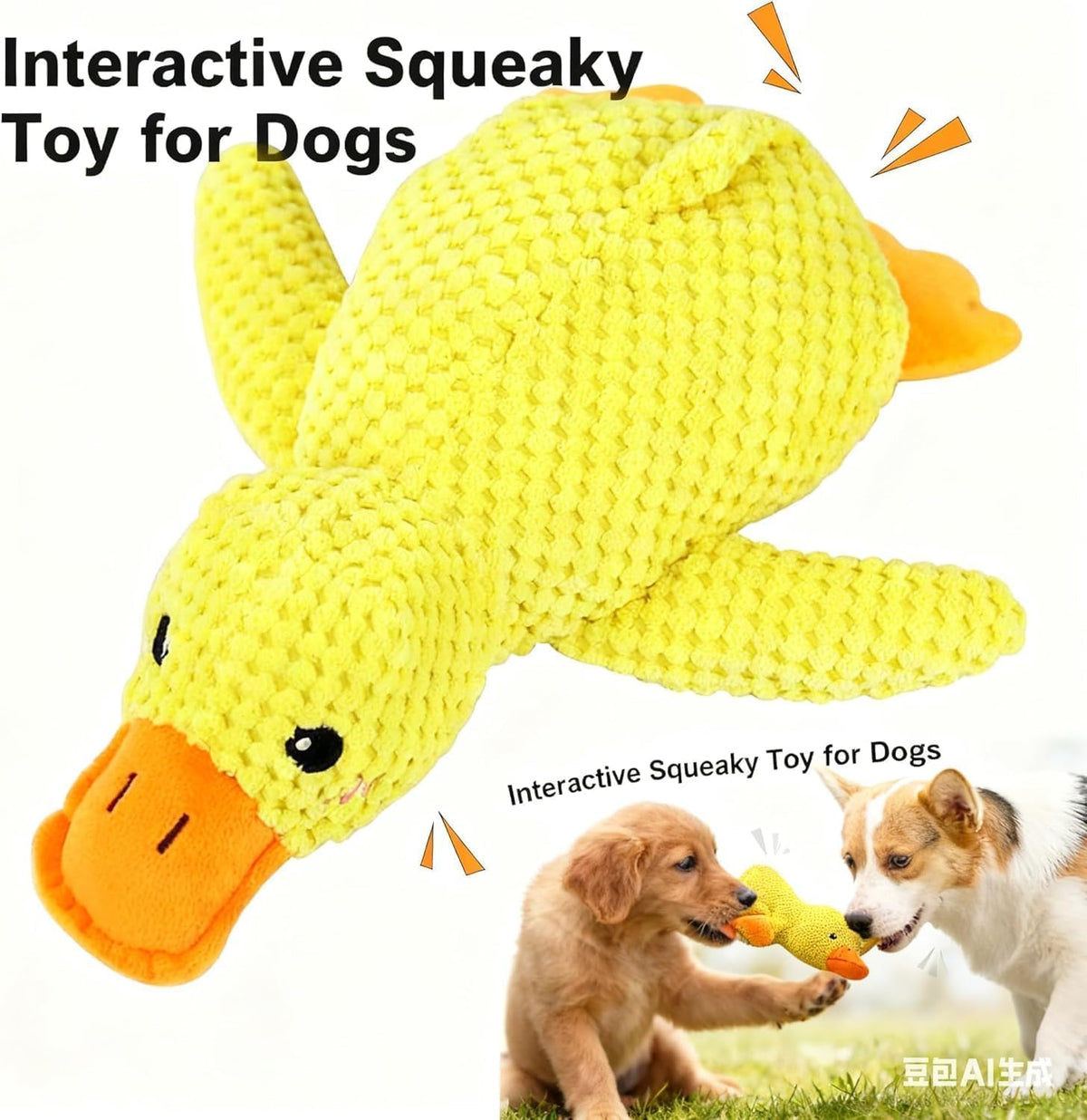 Close up of waffle knit fabric on duck dog toy