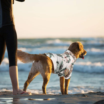 Variety of 4 floral Hawaiian style puppy T-shirts