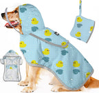 SlowTon Dog Raincoat front view of waterproof jacket for pets.