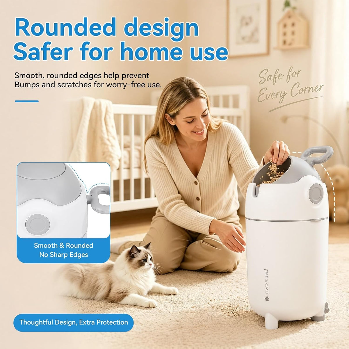 Linashi pet waste container showing carry handle detail