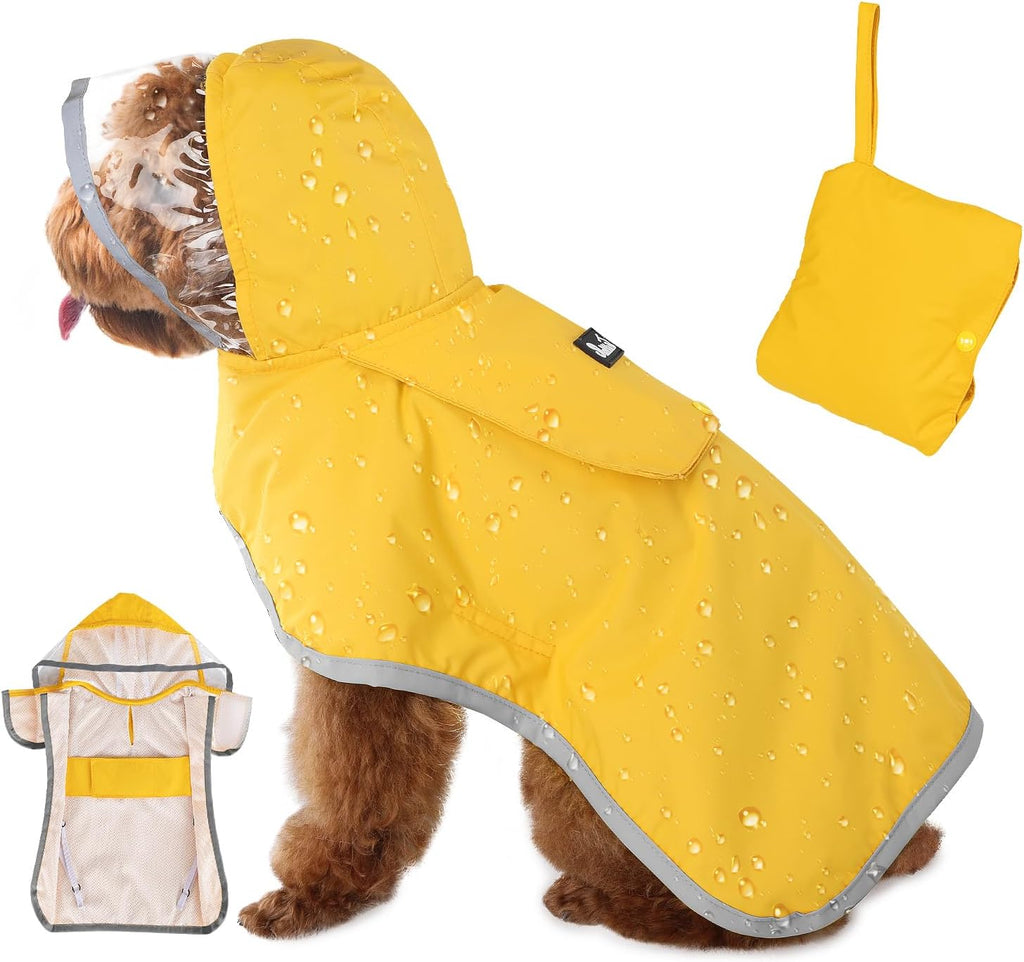 SlowTon Dog Raincoat, Adjustable Dog Rain Jacket Clear Hooded Double Layer, Waterproof Poncho with Reflective Strip Straps and Storage Pocket for Small Medium Large Dogs Puppies(DK XL) - Image 11