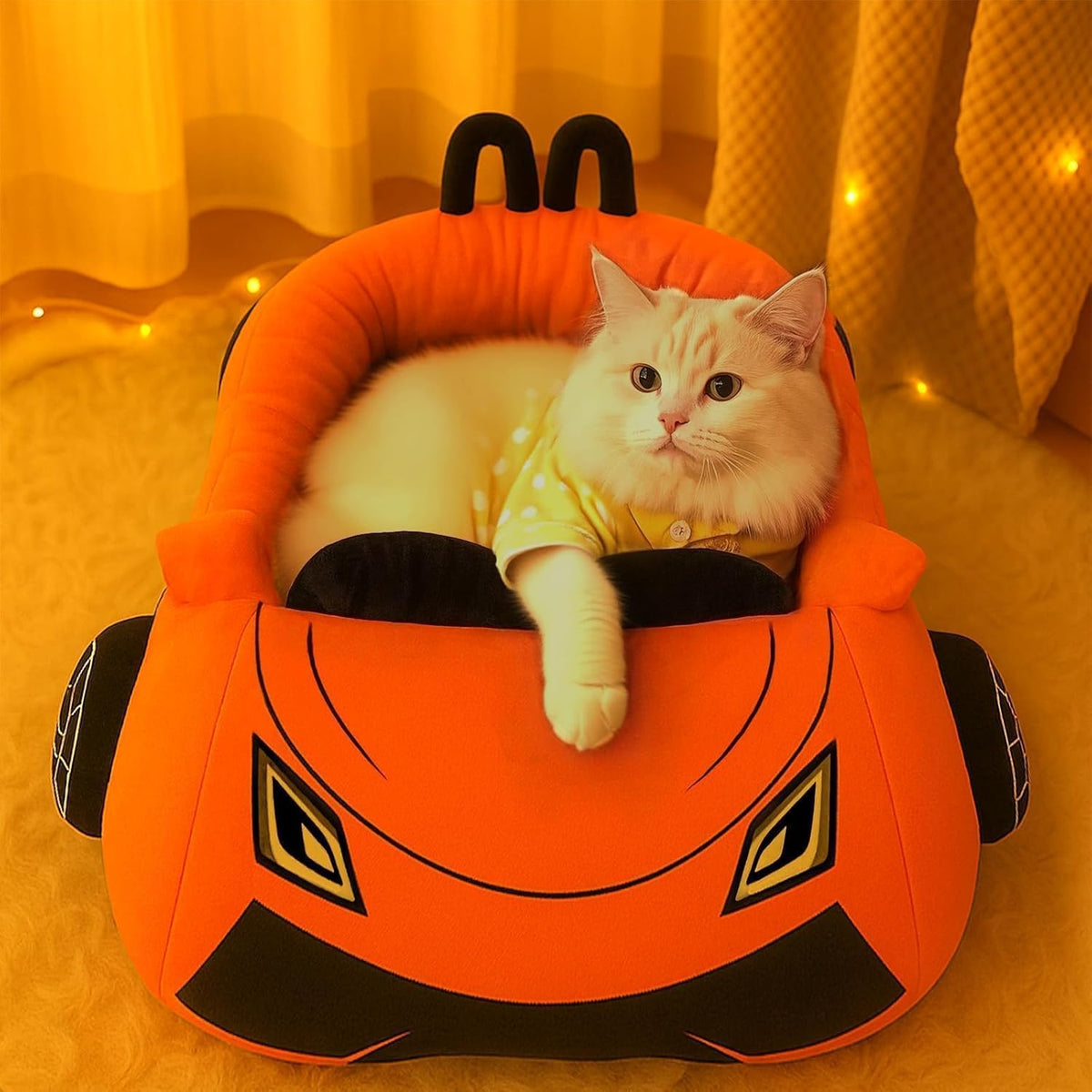 Viefin supercar cat bed in a modern home setting.