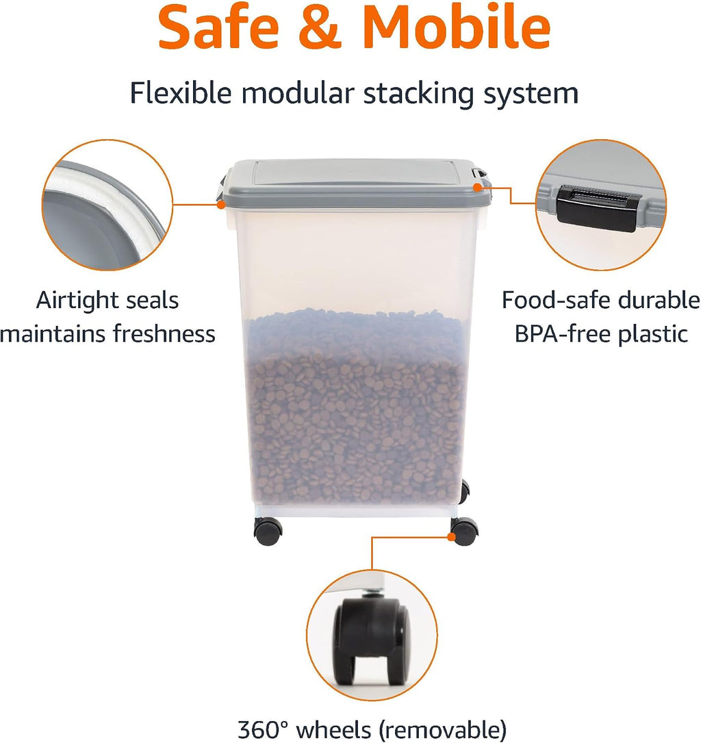 Close up of airtight latching lid on Amazon Basics storage bin