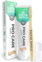 Authentic USA imported Tartar Shield coconut pet toothpaste tube placed upright on a white background