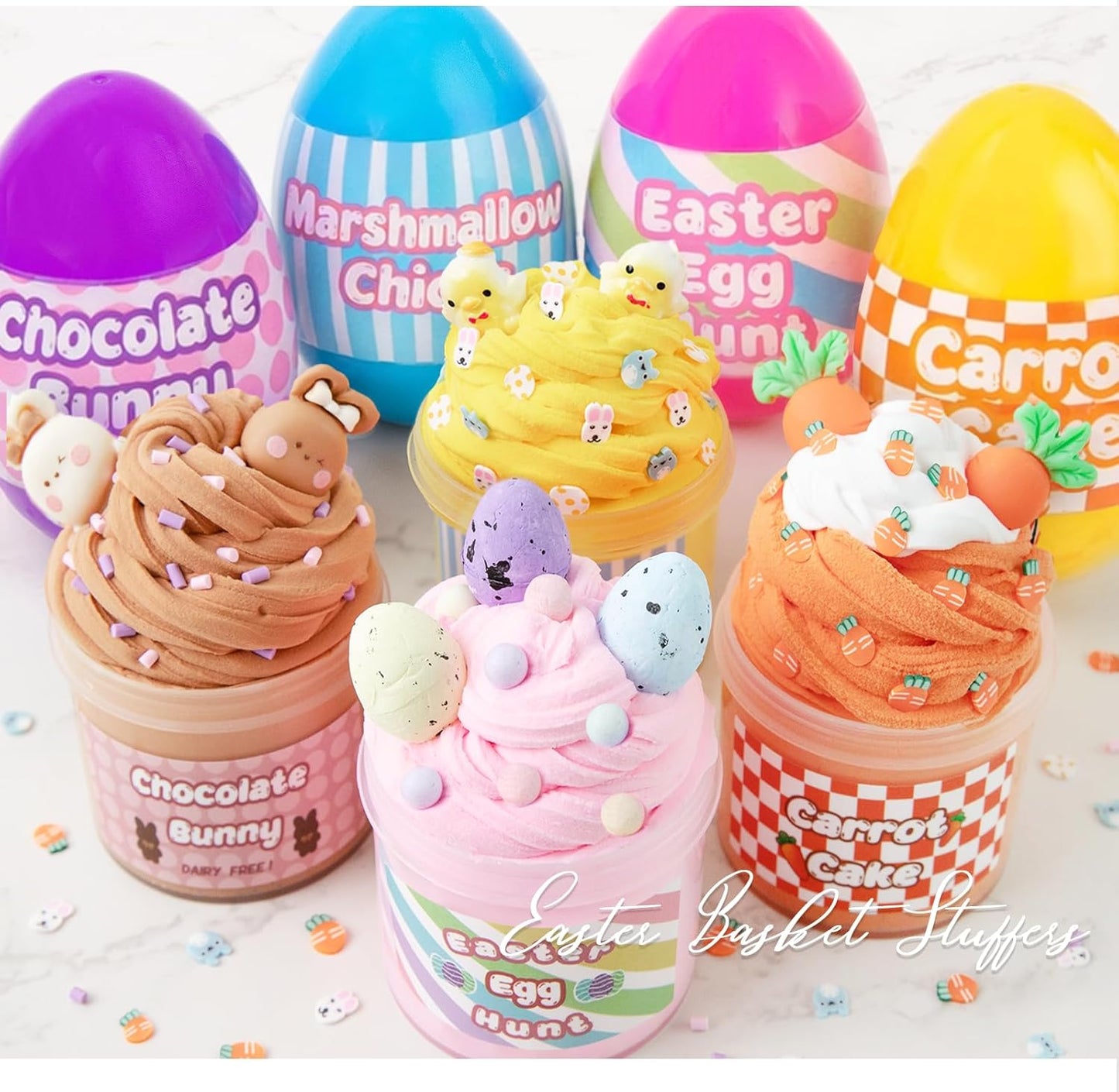 MOREDOTS Easter basket stuffers prefilled slime eggs 4 pack front view