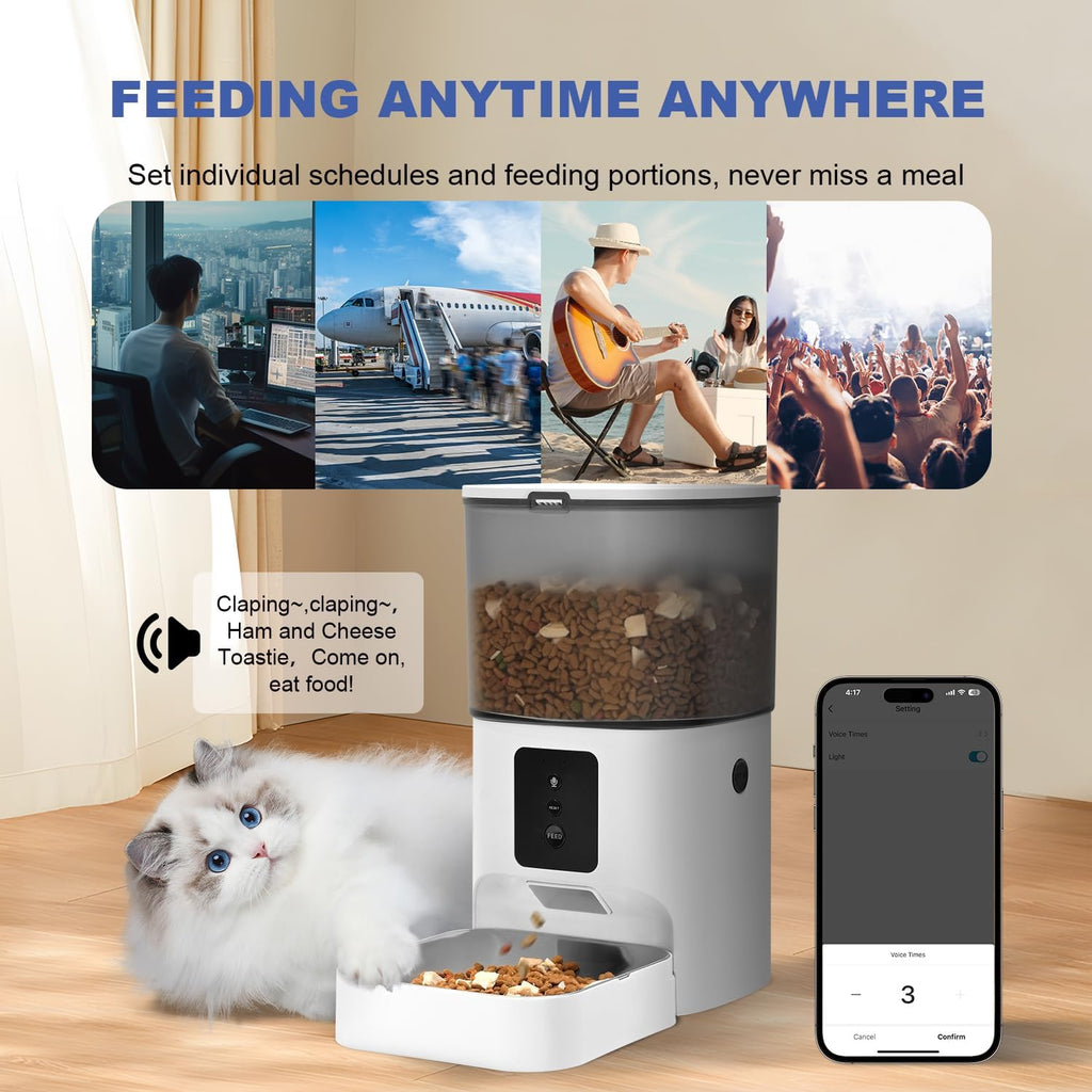 Andoll Home WiFi pet feeder dual power battery compartment