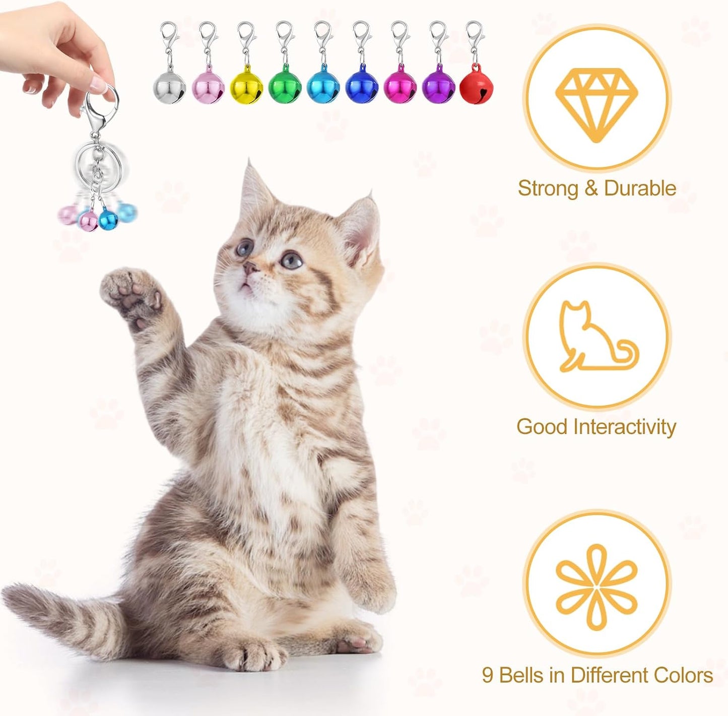 Kerros pet bells for collars lifestyle view on a small kitten collar ring