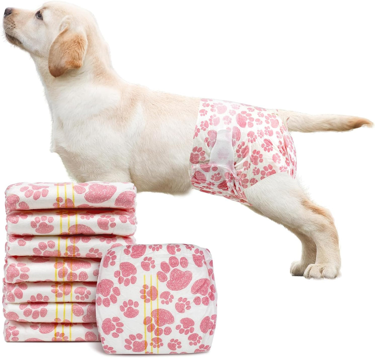 Dono Dog Diapers Female, Disposable Doggie Diapers, Super Absorbent Puppy Diapers with Adjustable Tail Hole, Wetness Indicator for Cats Doggy in Heat Period, XX-Small, 16 Count - Image 9
