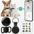 Lozzonkoyaa GPS tracker for dogs and cats front view showing sleek black design.