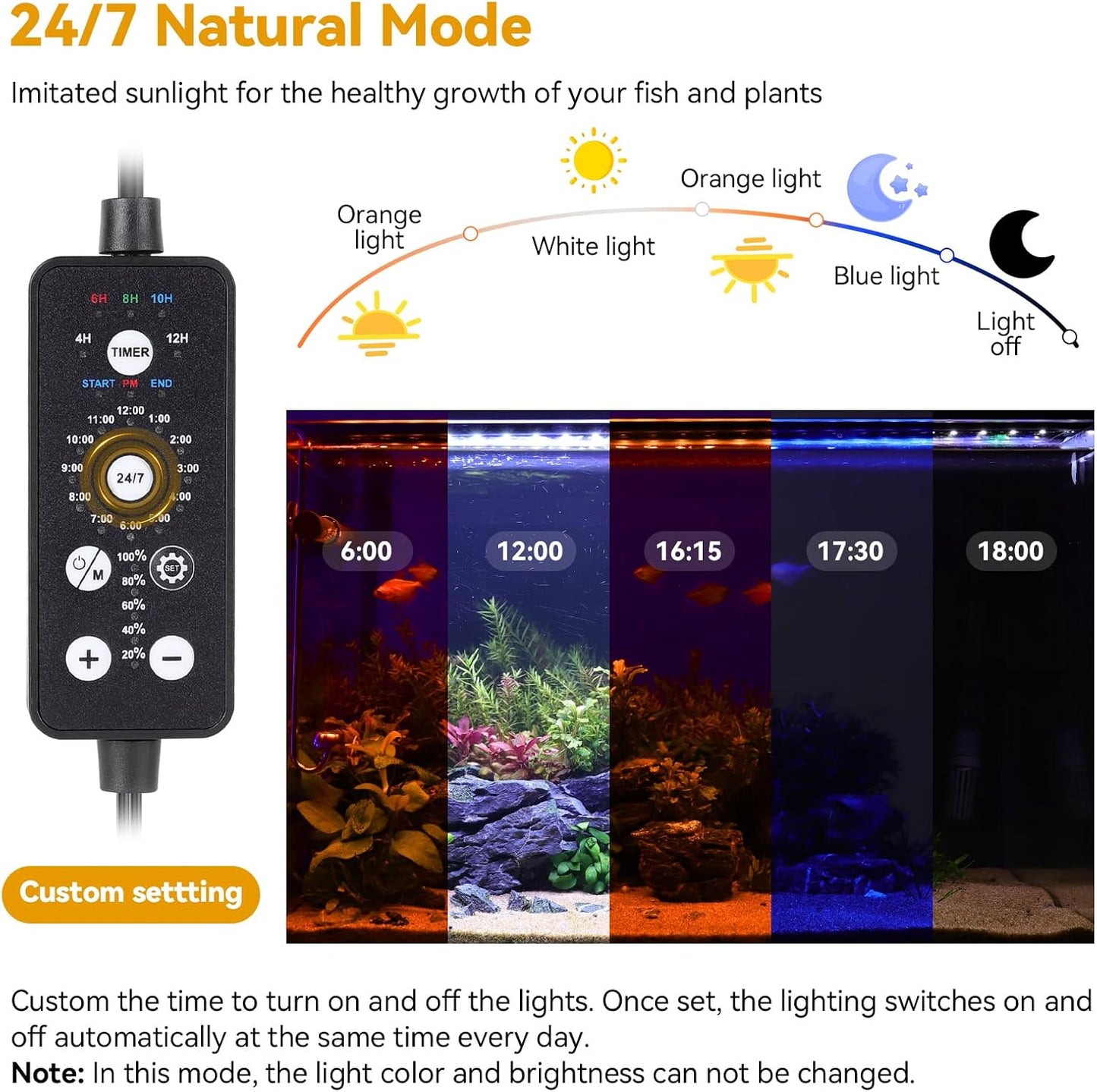 Hygger 24/7 aquarium lighting remote control