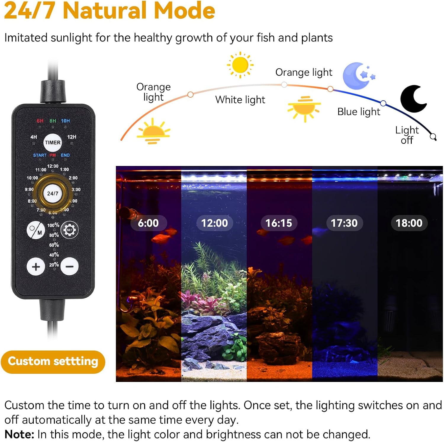 Hygger 24/7 aquarium lighting remote control
