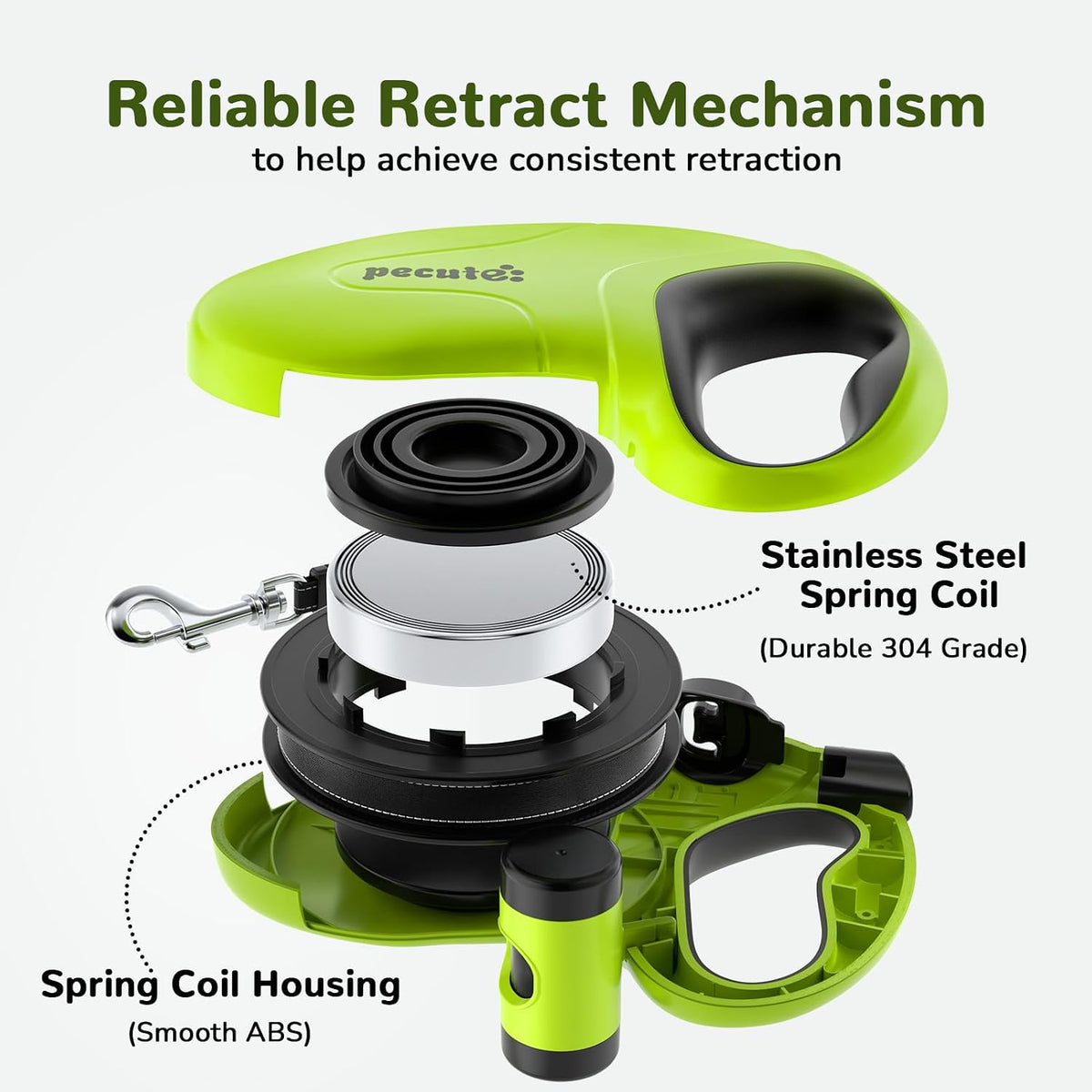 Side view of Pecute dog leash showing reflective material