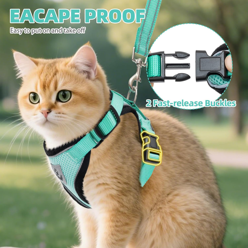 PUPTECK kitten harness with reflective safety strips for nighttime visibility