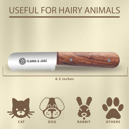 FLAMIA & JABZ right handed shedding tool for professional show dog preparation.