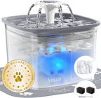 Veken Innovation Award Winner 95oz/2.8L Pet Fountain, Automatic Cat Water Fountain Dog Water Dispenser with Replacement Filters for Cats, Dogs, Multiple Pets (Grey, Plastic) - Image 14