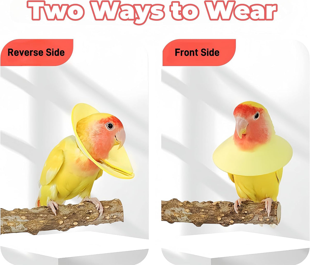 Three pack anti scratch bird recovery collars laid flat showcasing the soft velvet leather material