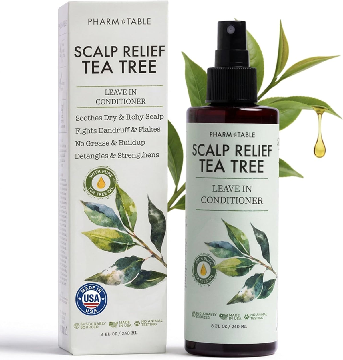 Pharm To Table Scalp Relief Tea Tree Leave-In Conditioner bottle front view