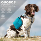 OUOBOB dog hiking pack worn by a medium sized Border Collie on an outdoor trail