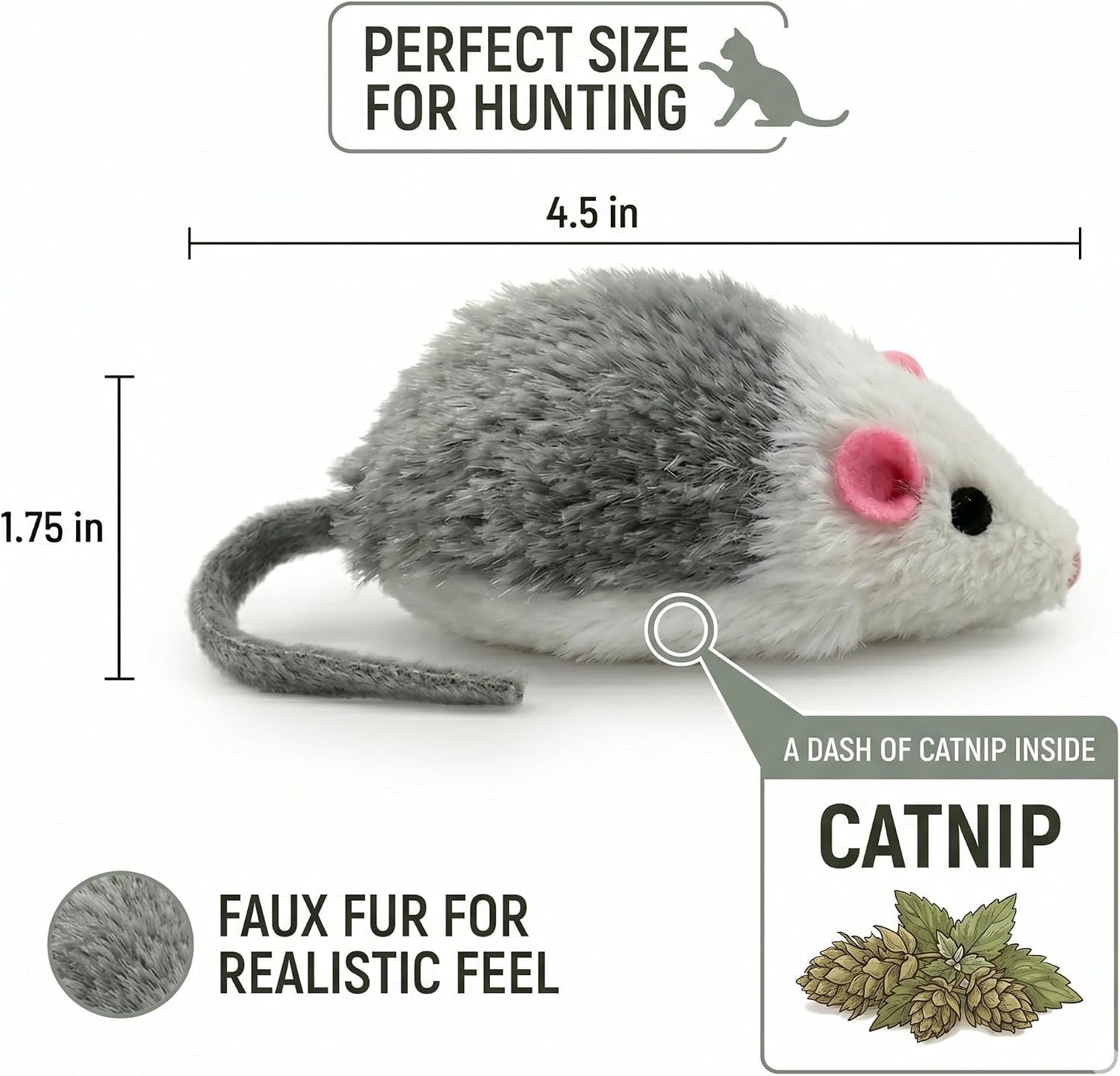 Smokey's Stash realistic catnip infused mouse toy for indoor cats