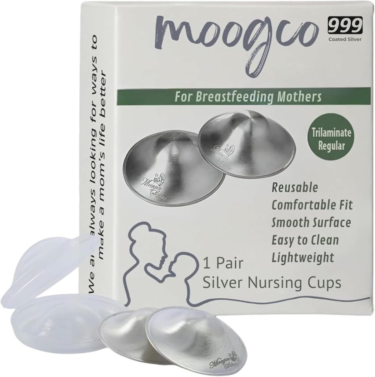 Moogco The Original Silver Nursing Cups front view