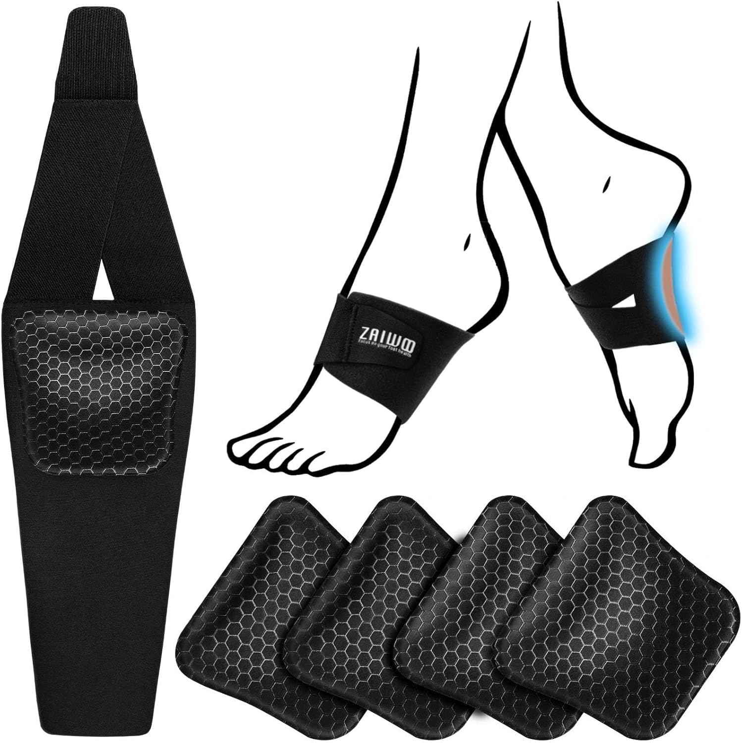 ZAIWOO Wearable Arch Support Inserts front view for plantar fasciitis relief