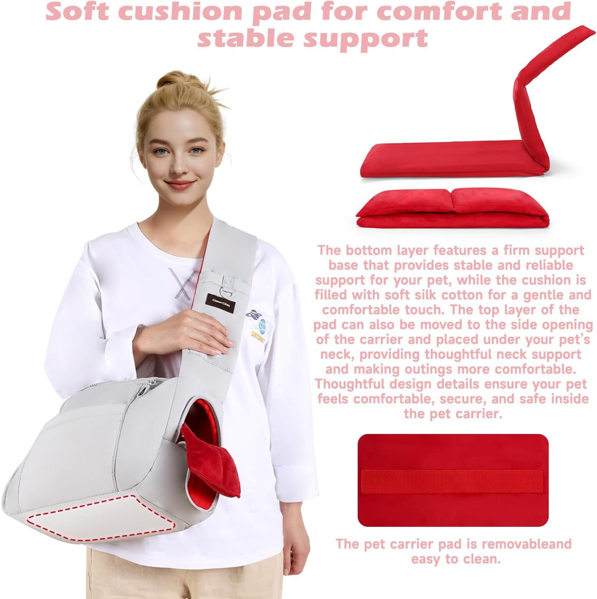 Side opening view of pet sling for small dog interaction