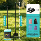 Blue and grey pet waste picker upper featuring an odor blocking lid.