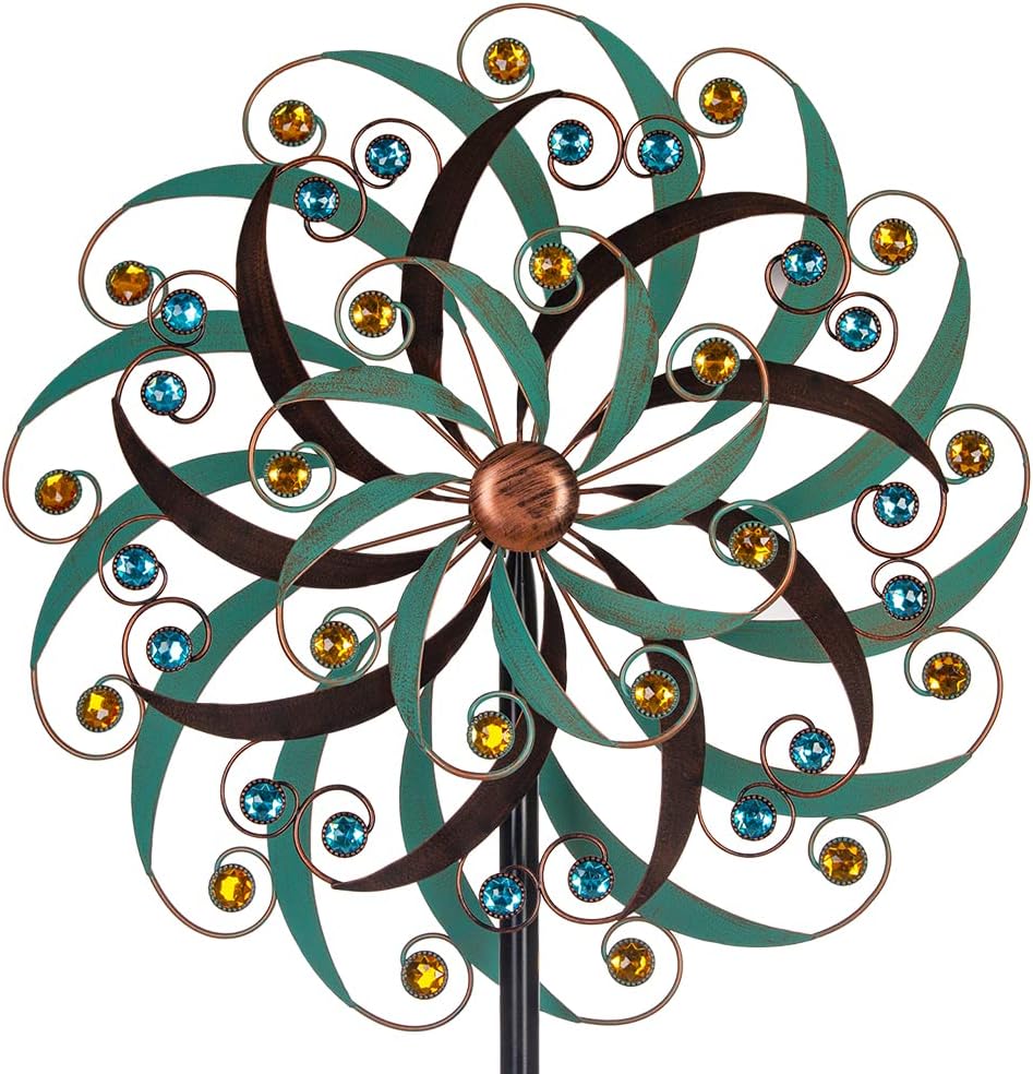Vewogarden 20 inch metal wind spinner front view in garden