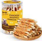 Pawup chicken wrapped rawhide sticks in container front view