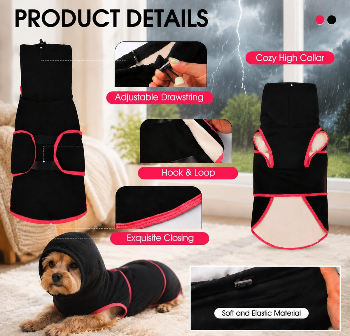 Adnikia anti-anxiety swaddle shirt neckline view showcasing the adjustable elastic windproof buckle.
