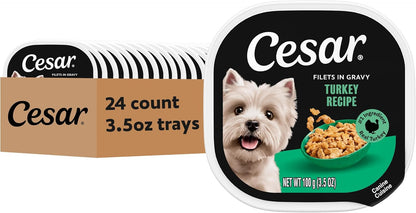 Cesar Filets in Gravy Adult Wet Dog Food Filet Mignon Flavor, 3.5 oz. Easy Peel Dog Food Tray, 24 Count (Pack of 1) - Image 15