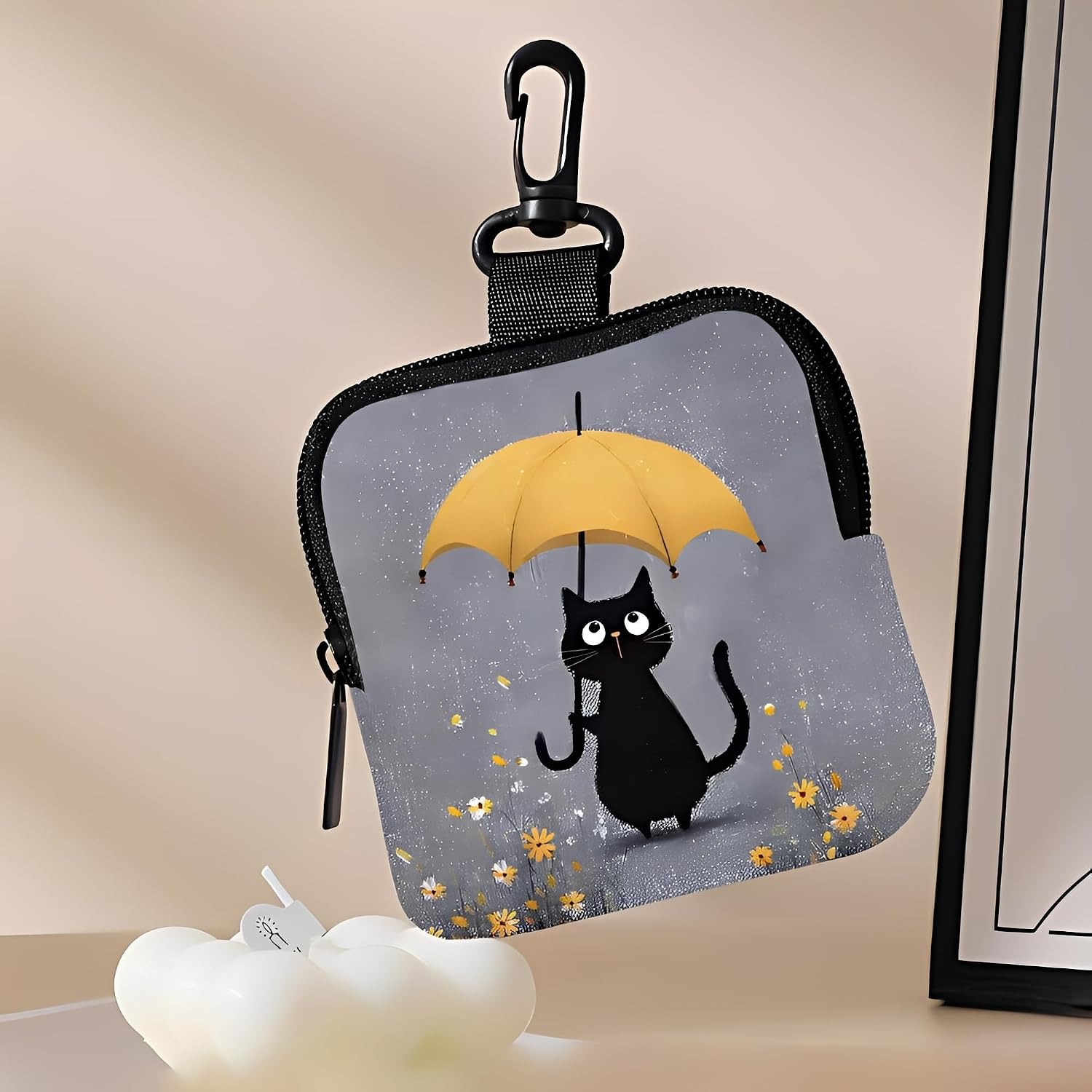 Floral Black Cat Hanging Zero-Hands-Free Waist/Belt/Bag Clip Organizer for Snacks,Earphones,Keys & Daily Essentials|Gifts for Cat LoversAB-001 - Image 11