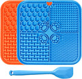 Verwohnt Lick Mat for Dogs front view with blue and orange mats