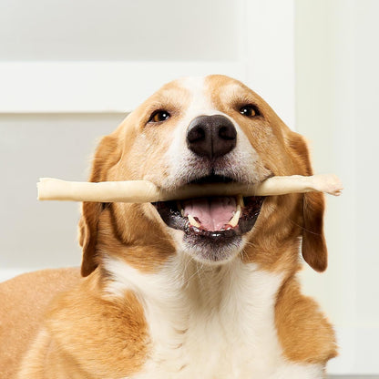 Ten to eleven inch digestible rawhide alternative dog chews close up