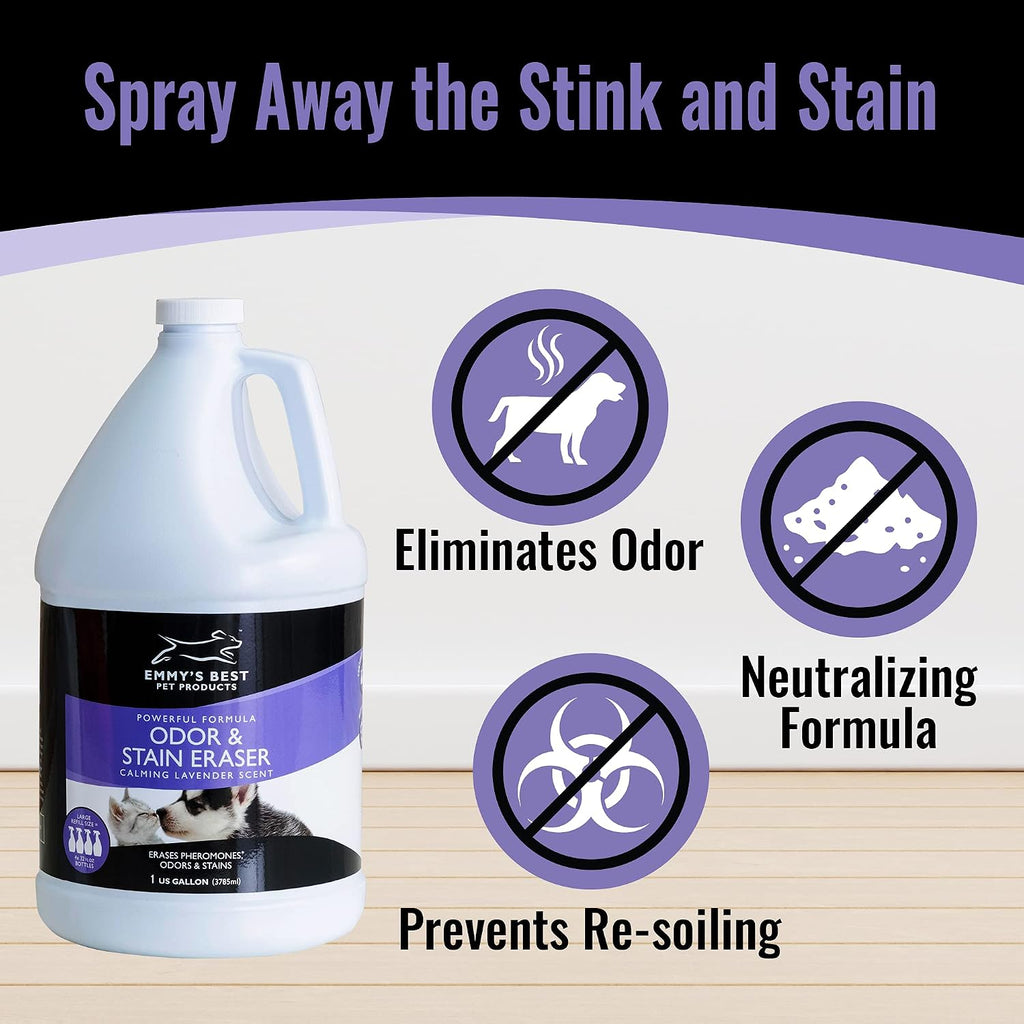 Emmy's Best lavender enzyme carpet cleaner spray bottle showcasing the label details
