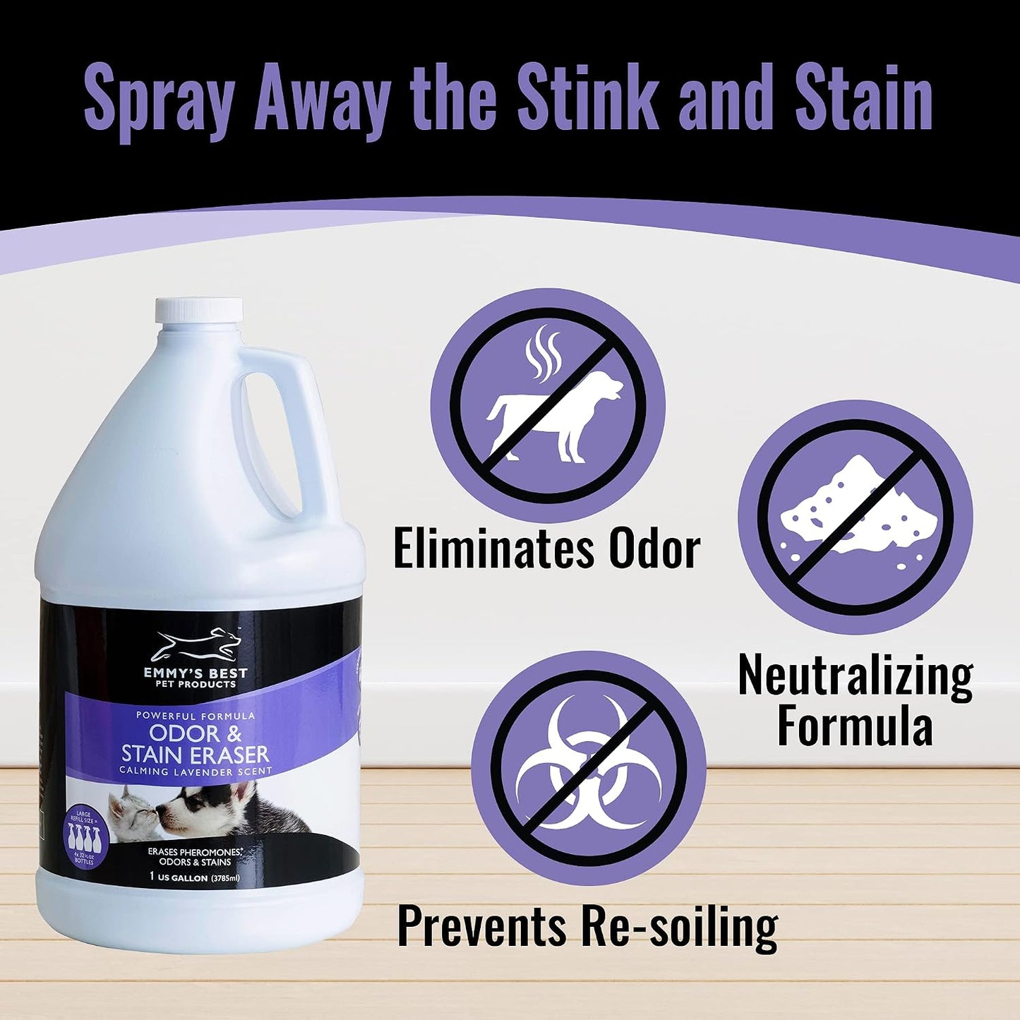 Emmy's Best lavender enzyme carpet cleaner spray bottle showcasing the label details