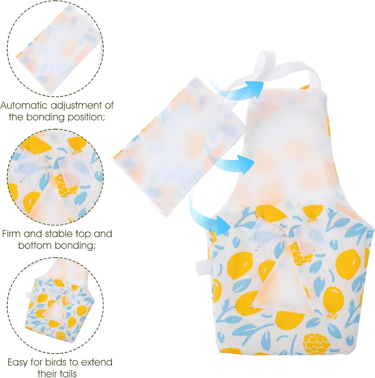 LXUEJIE parakeet flight suit displaying adjustable straps and back button