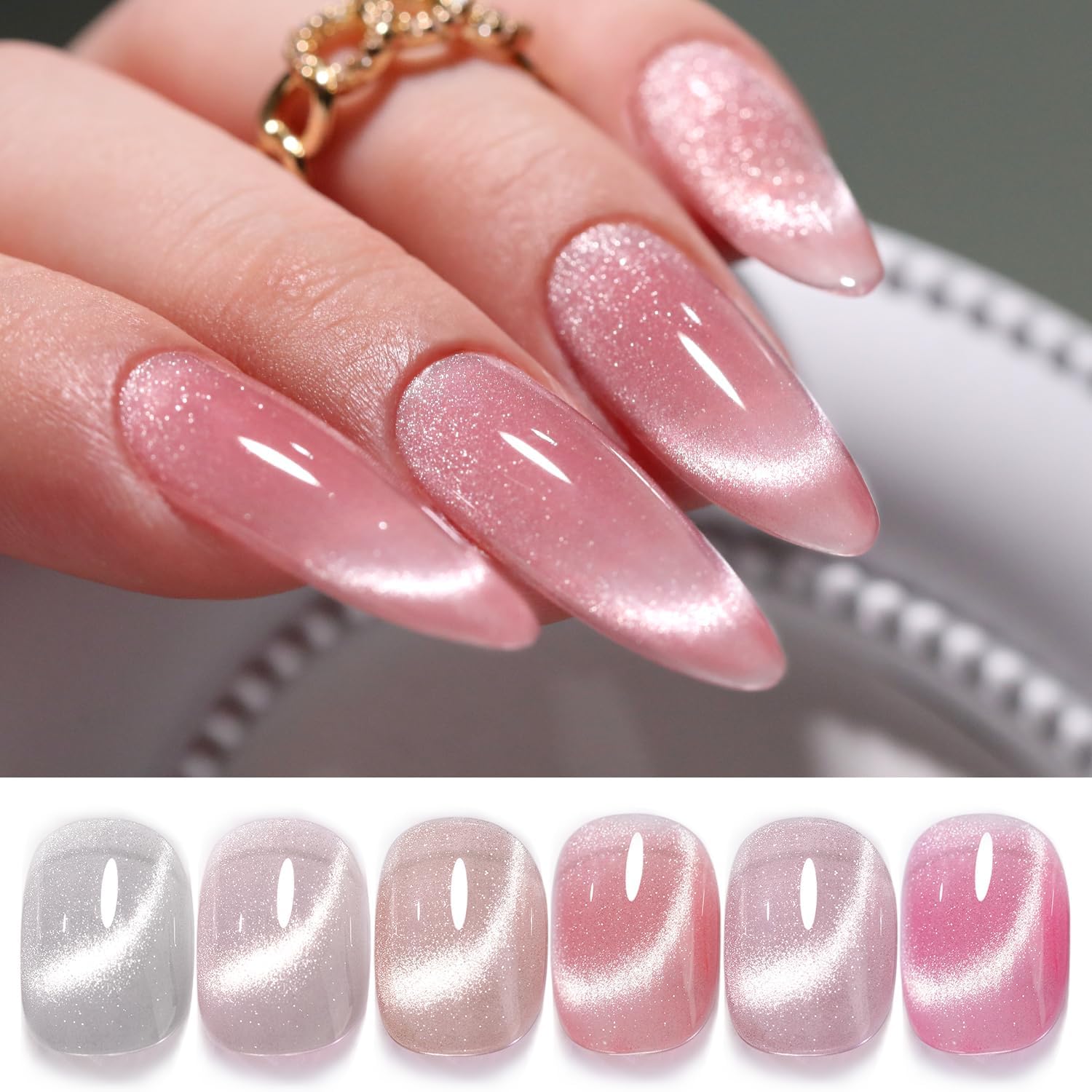 Double Rhythm Cat Eye Nails Gel Polish 6 Kit front view