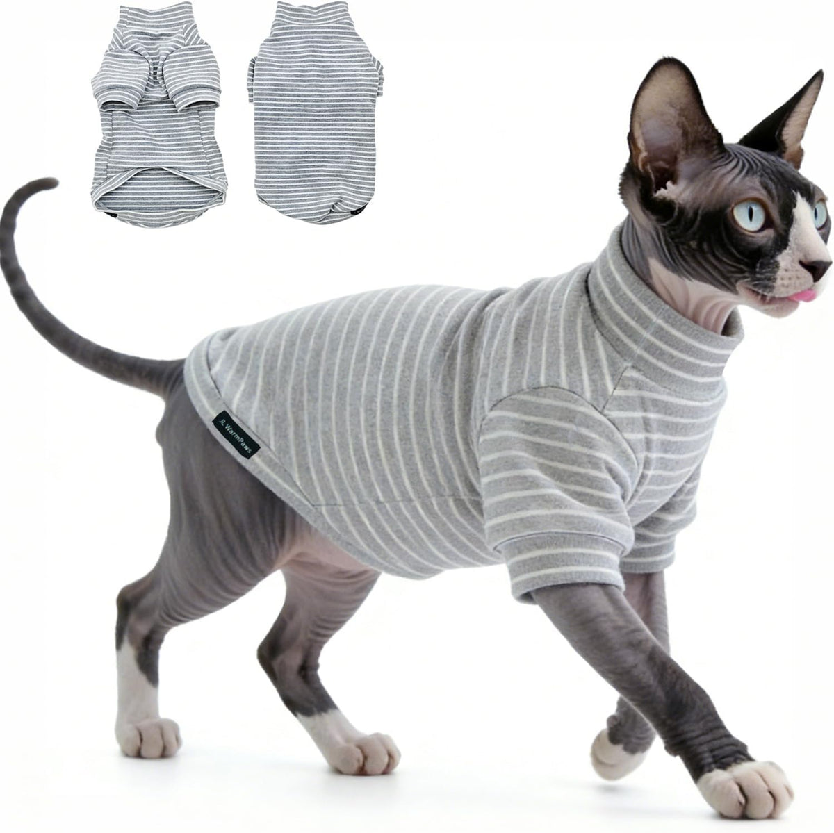 Sphynx Cat Clothes Fleece Cats&Small Dogs Pullover Sweater | Soft warm fleece, covers belly. Stretchy, easy on. Washes well. For small dogs & cats: daily walks, naps, AC rooms. - Image 13
