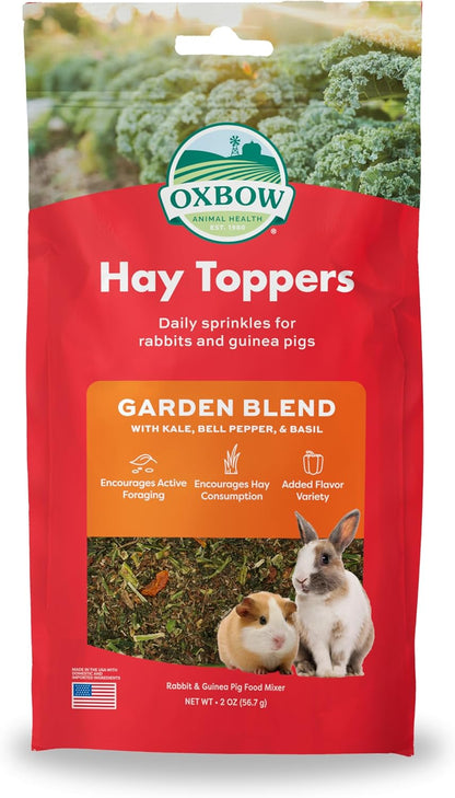 Oxbow Hay Toppers Garden Blend front packaging view premium rabbit foraging food additive