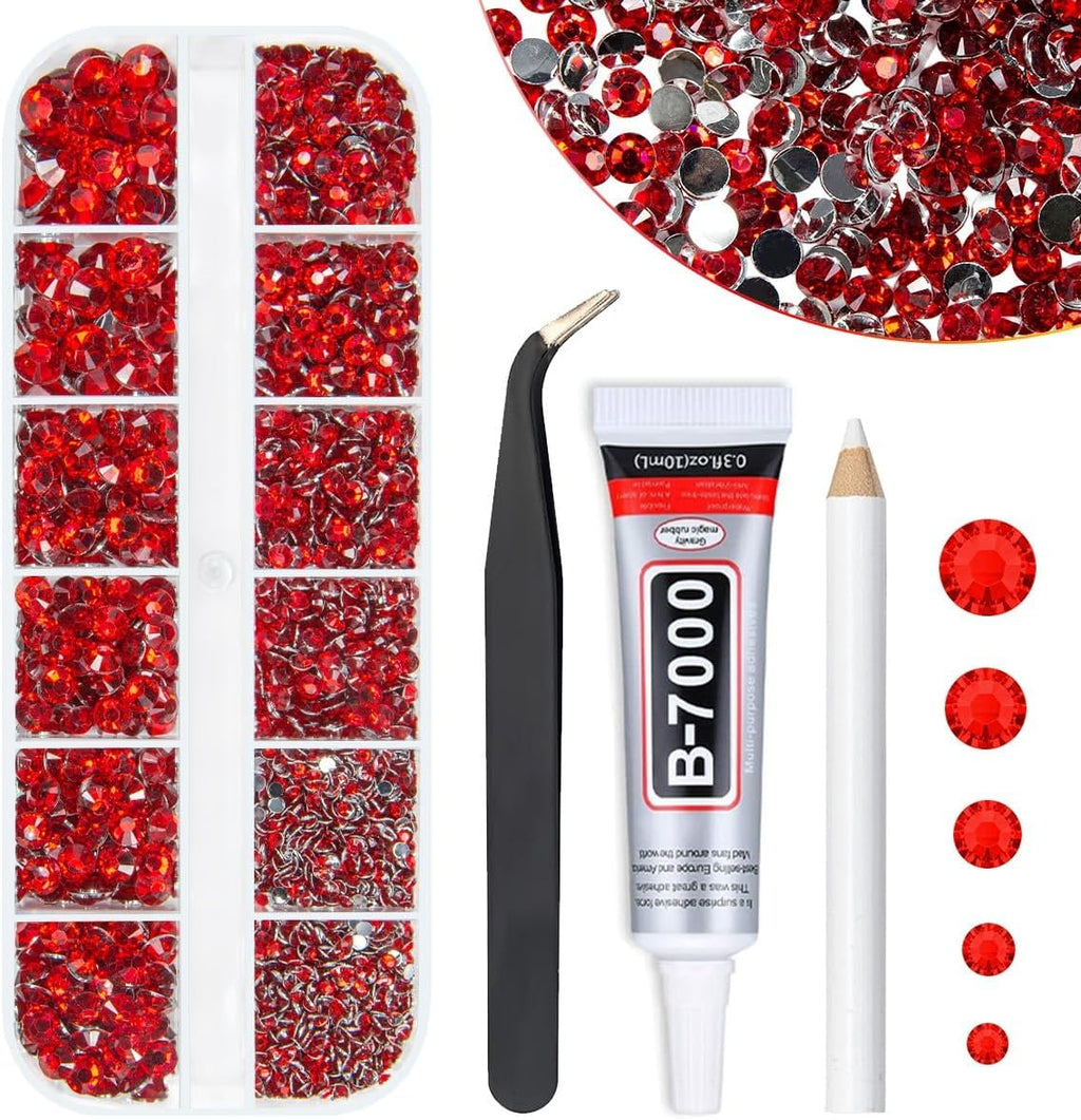 Qiipii red crystal resin rhinestones front view packaging box