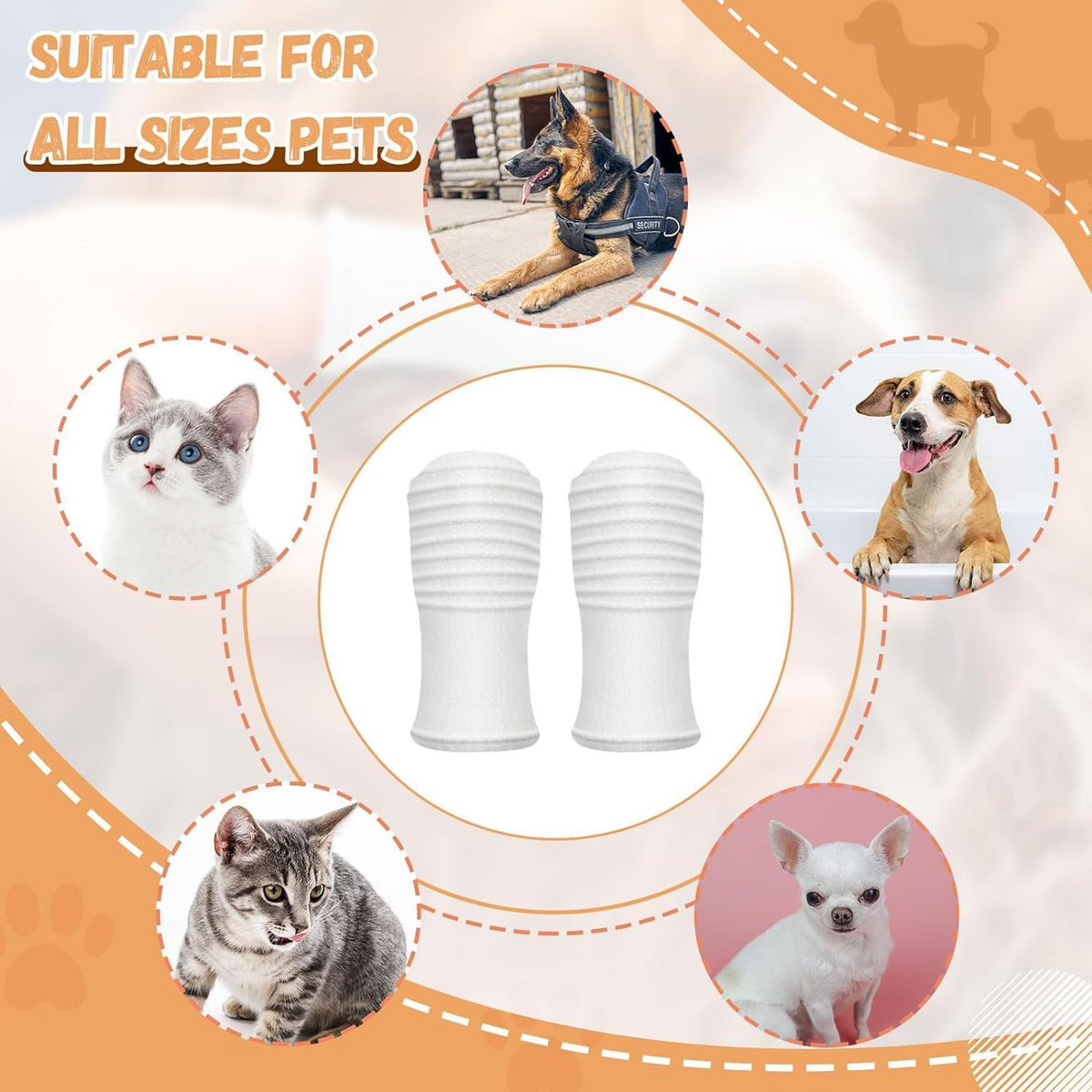 Dual Sided Cat Toothbrush Dog Toothbrush Finger Brush Micro Head, Suitable for Small to Large Dogs & Cats (White, Small) - Image 8