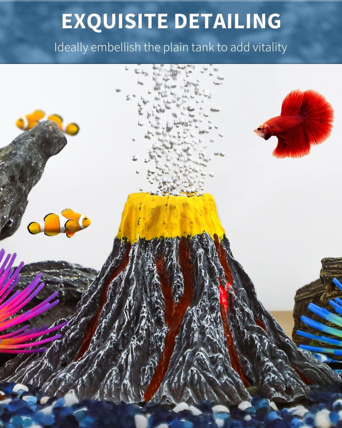 Close up of volcanic eruption effect with LED lighting