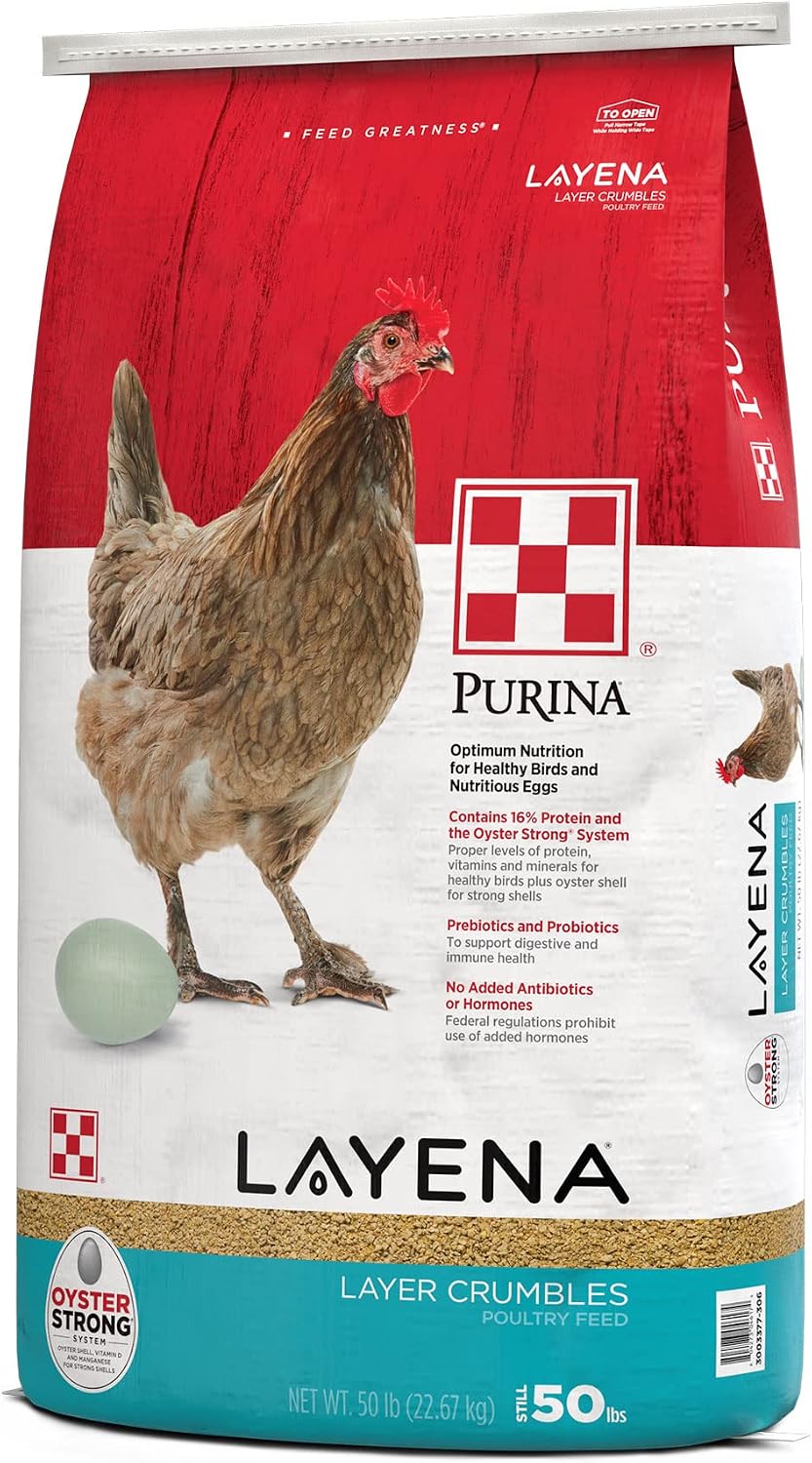 Nutritional label and ingredients of Purina Layena 50 lbs bag