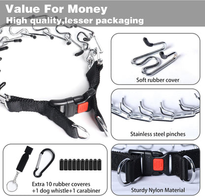 Small size dog training collar unbuckled to show the durable metal hardware and D ring attachment